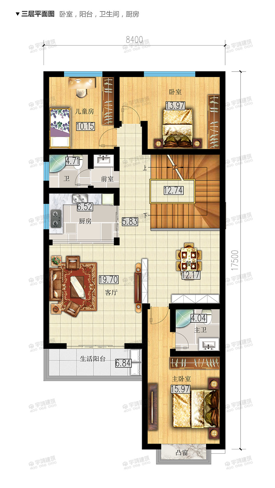 120平米四層帶庭院農(nóng)村別墅設(shè)計圖